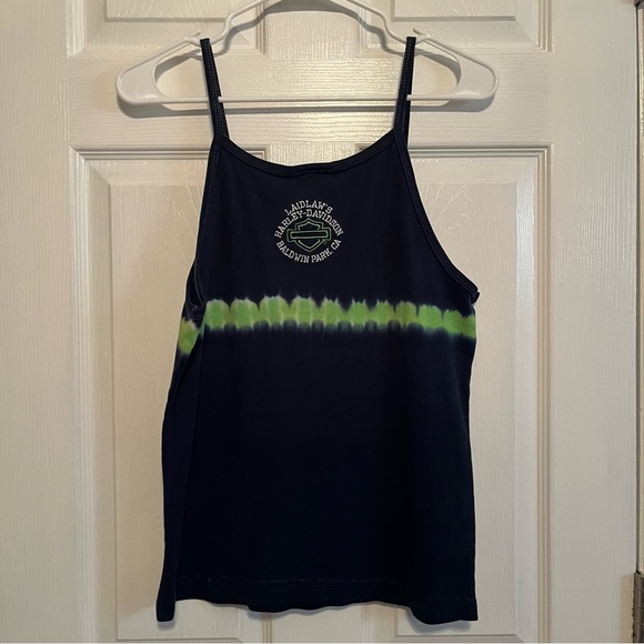Harley-Davidson Navy Blue and Green Tie Dye Tank Top - Picture 3 of 3
